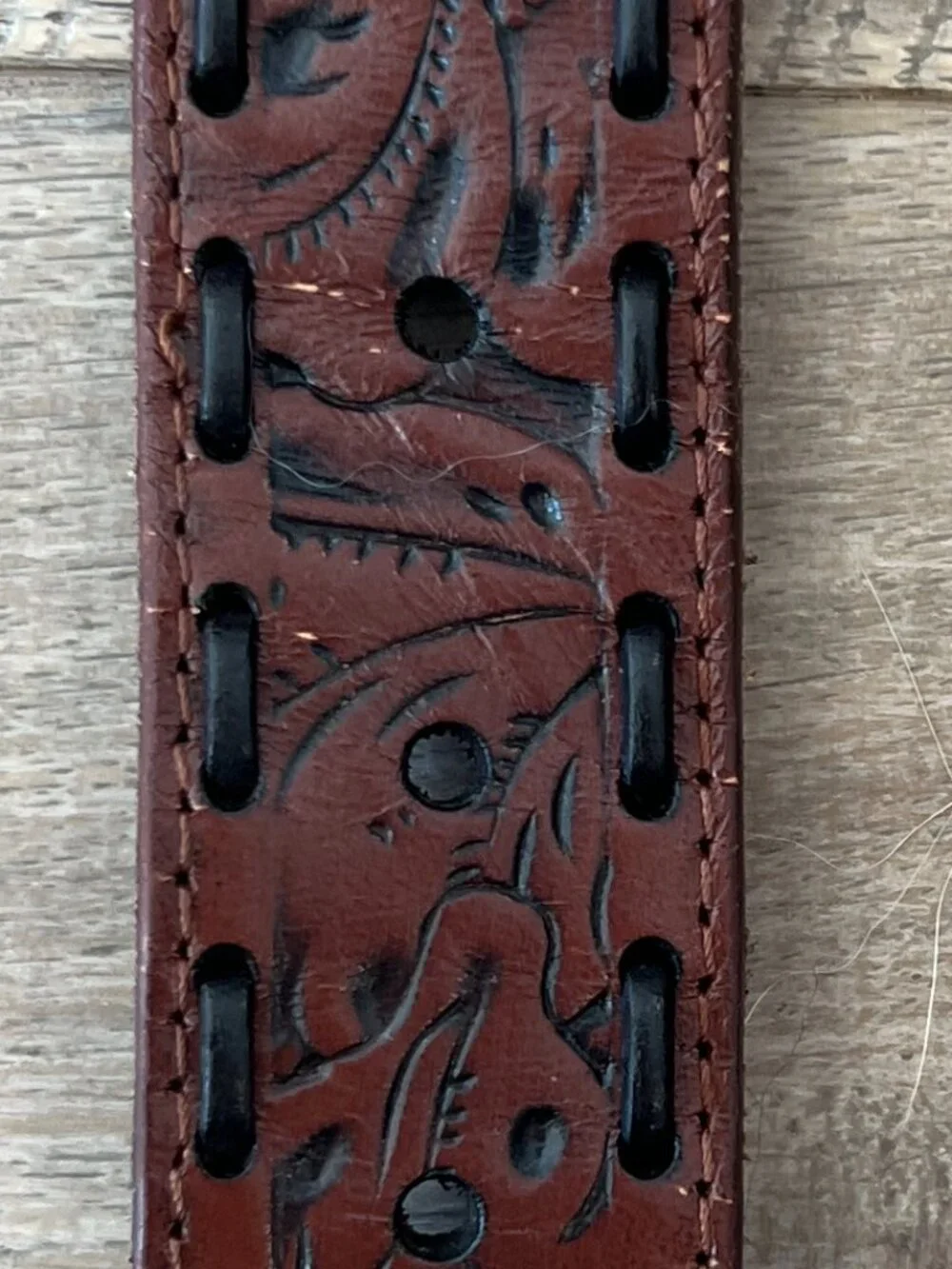 Patricia Nash Amelia Tooled Leather Belt - Brown - Size L (EUC)